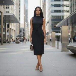 Express NWT Midi Black Belted Dress Size Small Petite